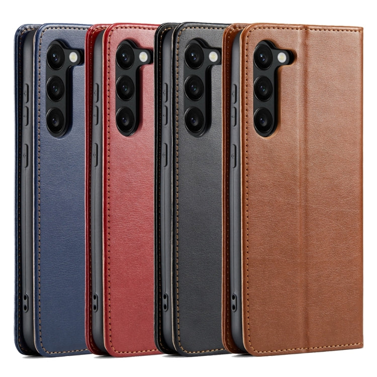 For Samsung Galaxy S24+ 5G Fierre Shann PU Genuine Leather Texture Phone Case(Black)