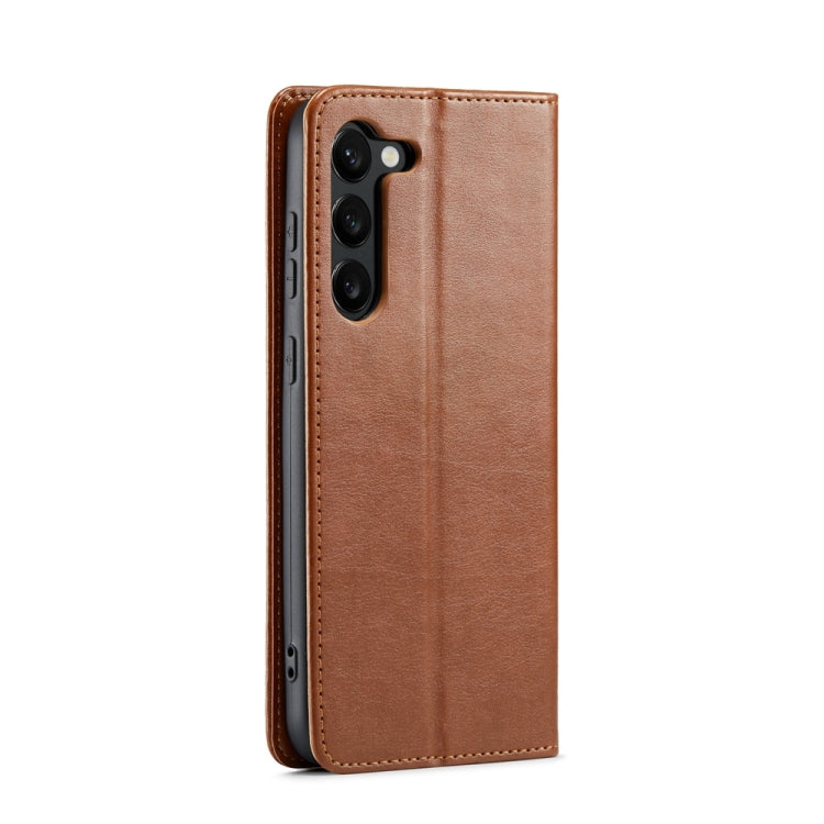 For Samsung Galaxy S24 5G Fierre Shann PU Genuine Leather Texture Phone Case(Brown) - Galaxy S24 5G Cases by FIERRE SHANN | Online Shopping South Africa | PMC Jewellery | Buy Now Pay Later Mobicred