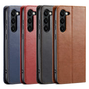 For Samsung Galaxy S24 5G Fierre Shann PU Genuine Leather Texture Phone Case(Black)