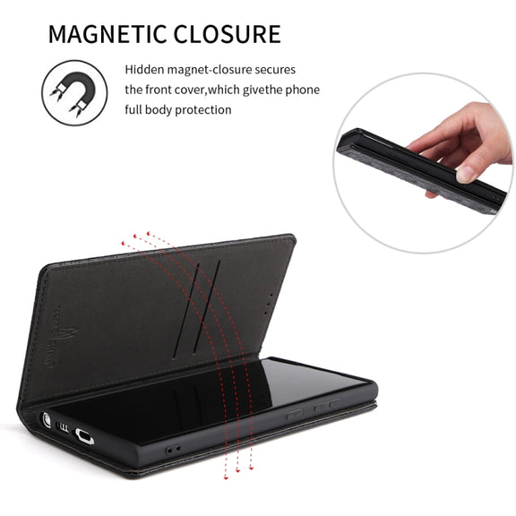 For Samsung Galaxy S24 Ultra 5G Fierre Shann Crocodile Texture Magnetic Genuine Leather Phone Case(Black)