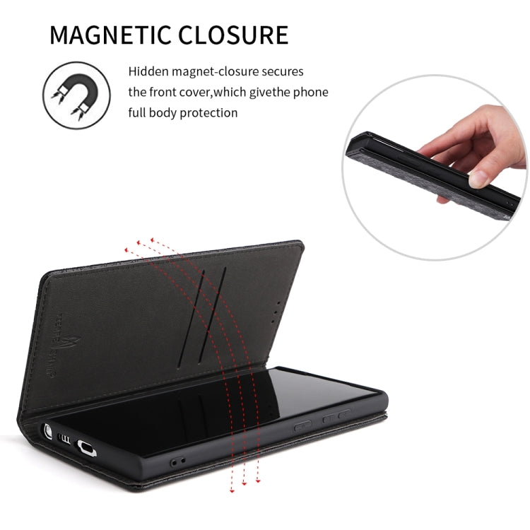 For Samsung Galaxy S24 Ultra 5G Fierre Shann Crocodile Texture Magnetic Genuine Leather Phone Case(Black)