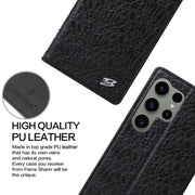For Samsung Galaxy S24 Ultra 5G Fierre Shann Crocodile Texture Magnetic Genuine Leather Phone Case(Black)