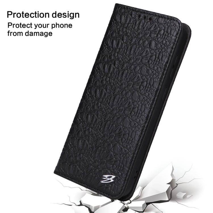 For Samsung Galaxy S24+ 5G Fierre Shann Crocodile Texture Magnetic Genuine Leather Phone Case(Black) - Galaxy S24+ 5G Cases by FIERRE SHANN | Online Shopping South Africa | PMC Jewellery | Buy Now Pay Later Mobicred