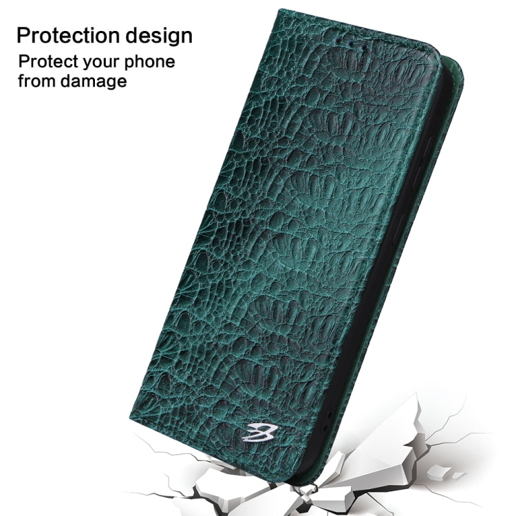 For Samsung Galaxy S24+ 5G Fierre Shann Crocodile Texture Magnetic Genuine Leather Phone Case(Green) - free shipping - PMC Jewellery - Order now!