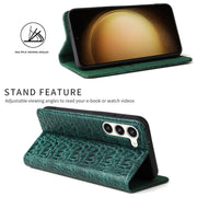 For Samsung Galaxy S24+ 5G Fierre Shann Crocodile Texture Magnetic Genuine Leather Phone Case(Green)