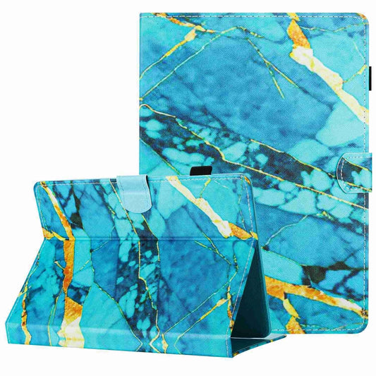 For 10 inch Universal Marble Pattern Stitching Leather Tablet Case(Gold Blue) - 10 - 11 inch by PMC Jewellery | Online Shopping South Africa | PMC Jewellery | Buy Now Pay Later Mobicred