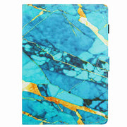 For 10 inch Universal Marble Pattern Stitching Leather Tablet Case(Gold Blue)