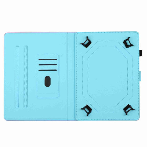 For 10 inch Universal Marble Pattern Stitching Leather Tablet Case(Gold Blue)