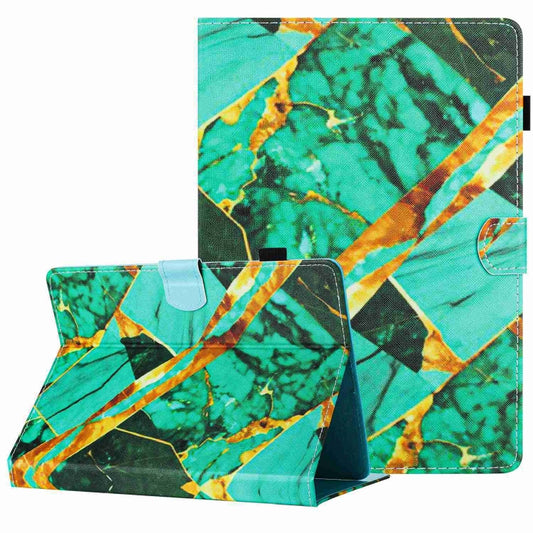 For 10 inch Universal Marble Pattern Stitching Leather Tablet Case(Gold Green) - 10 - 11 inch by PMC Jewellery | Online Shopping South Africa | PMC Jewellery | Buy Now Pay Later Mobicred
