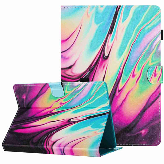 For 10 inch Universal Marble Pattern Stitching Leather Tablet Case(Rose Blue) - 10 - 11 inch by PMC Jewellery | Online Shopping South Africa | PMC Jewellery | Buy Now Pay Later Mobicred