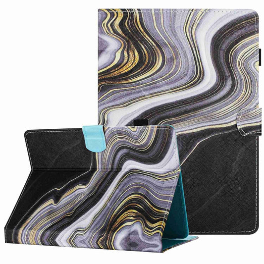 For 10 inch Universal Marble Pattern Stitching Leather Tablet Case(Black Gold) - 10 - 11 inch by PMC Jewellery | Online Shopping South Africa | PMC Jewellery | Buy Now Pay Later Mobicred