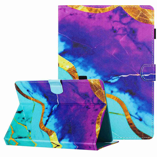 For 10 inch Universal Marble Pattern Stitching Leather Tablet Case(Purple Blue) - 10 - 11 inch by PMC Jewellery | Online Shopping South Africa | PMC Jewellery | Buy Now Pay Later Mobicred