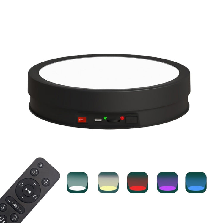 22cm Colorful LED Light Electric Rotating Display Stand Turntable, Style:Power Plug-in(Black) -  by PMC TechLife | Online Shopping South Africa | PMC TechLife | Buy Now Pay Later Mobicred