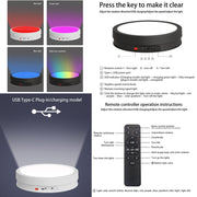 22cm Colorful LED Light Electric Rotating Display Stand Turntable, Style:Power Plug-in(White)