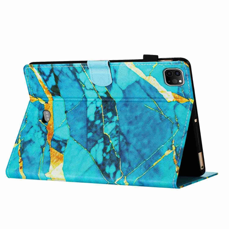 For iPad 11 Pro 2024 / 2020 / Air 4 10.9 Marble Pattern Stitching Smart Leather Tablet Case(Gold Blue) - iPad Air (2022) / (2020) 10.9 Cases by PMC TechLife | Online Shopping South Africa | PMC TechLife | Buy Now Pay Later Mobicred