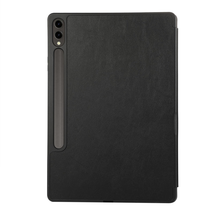 For Samsung Galaxy Tab S9 FE+ 3-Fold Pure Color TPU Leather Tablet Case with Pen Slot(Black) - Galaxy Tab S9 FE+ by PMC TechLife | Online Shopping South Africa | PMC TechLife