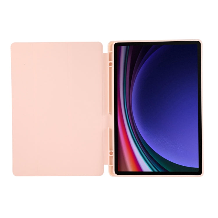 For Samsung Galaxy Tab S9 FE+ 3-Fold Pure Color TPU Leather Tablet Case with Pen Slot(Pink) - Galaxy Tab S9 FE+ by PMC TechLife | Online Shopping South Africa | PMC TechLife