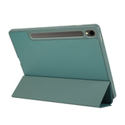 For Samsung Galaxy Tab  S10 FE / S9 FE 3-Fold Pure Color TPU Leather Tablet Case with Pen Slot(Dark Green)