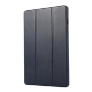 For Samsung Galaxy Tab  S10 FE / S9 FE 3-Fold Pure Color TPU Leather Tablet Case with Pen Slot(Dark Blue)