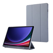 For Samsung Galaxy Tab S9 FE 3-Fold Pure Color TPU Leather Tablet Case with Pen Slot(Lavender)