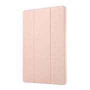 For Samsung Galaxy Tab  S10 FE / S9 FE 3-Fold Pure Color TPU Leather Tablet Case with Pen Slot(Pink)