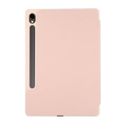 For Samsung Galaxy Tab  S10 FE / S9 FE 3-Fold Pure Color TPU Leather Tablet Case with Pen Slot(Pink)