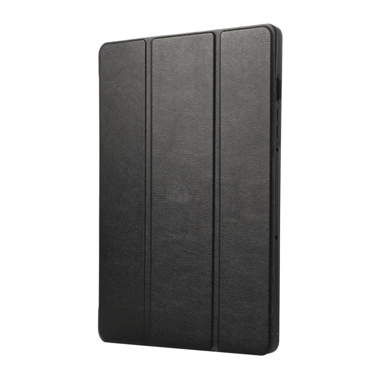 For Samsung Galaxy Tab S9 3-Fold Pure Color TPU Leather Tablet Case with Pen Slot(Black)