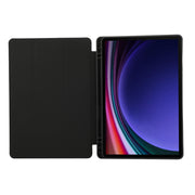 For Samsung Galaxy Tab S9 3-Fold Pure Color TPU Leather Tablet Case with Pen Slot(Black)