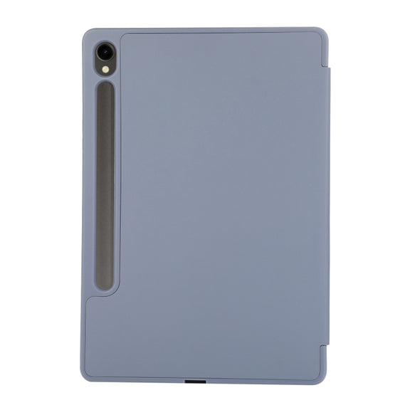 For Samsung Galaxy Tab S9 3-Fold Pure Color TPU Leather Tablet Case with Pen Slot(Lavender)