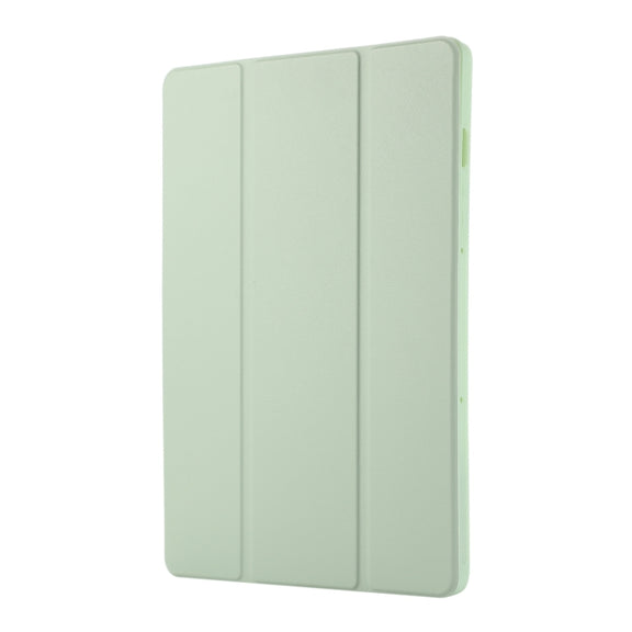 For Samsung Galaxy Tab S9 3-Fold Pure Color TPU Leather Tablet Case with Pen Slot(Green)