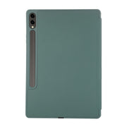 For Samsung Galaxy Tab S9+ / S10+ 3-Fold Pure Color TPU Leather Tablet Case with Pen Slot(Dark Green)