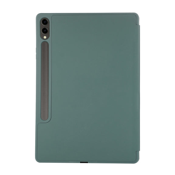 For Samsung Galaxy Tab S9+ / S10+ 3-Fold Pure Color TPU Leather Tablet Case with Pen Slot(Dark Green)
