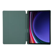 For Samsung Galaxy Tab S9+ / S10+ 3-Fold Pure Color TPU Leather Tablet Case with Pen Slot(Dark Green)