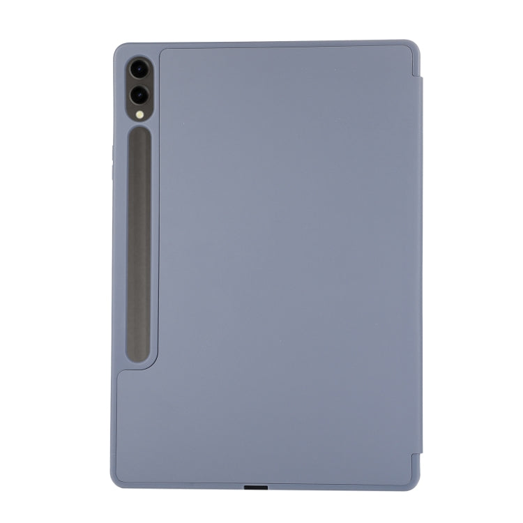 For Samsung Galaxy Tab S9+ / S10+ 3-Fold Pure Color TPU Leather Tablet Case with Pen Slot(Lavender)