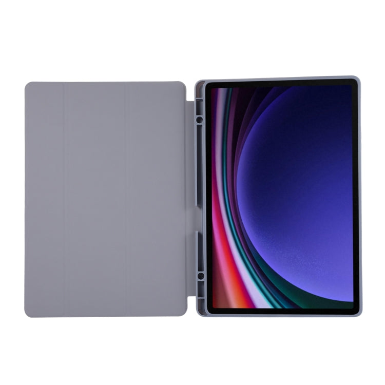 For Samsung Galaxy Tab S9+ / S10+ 3-Fold Pure Color TPU Leather Tablet Case with Pen Slot(Lavender)