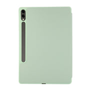 For Samsung Galaxy Tab S9+ / S10+ 3-Fold Pure Color TPU Leather Tablet Case with Pen Slot(Green)