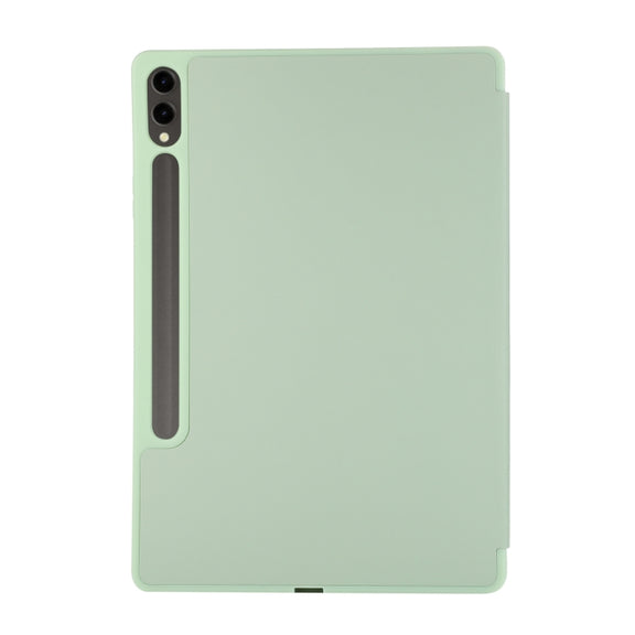 For Samsung Galaxy Tab S9+ / S10+ 3-Fold Pure Color TPU Leather Tablet Case with Pen Slot(Green)