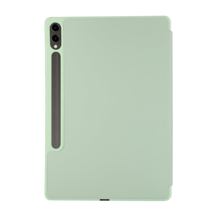 For Samsung Galaxy Tab S9+ / S10+ 3-Fold Pure Color TPU Leather Tablet Case with Pen Slot(Green)