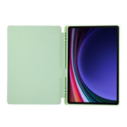 For Samsung Galaxy Tab S9+ / S10+ 3-Fold Pure Color TPU Leather Tablet Case with Pen Slot(Green)