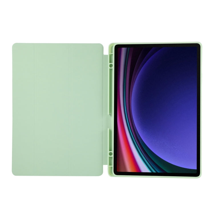 For Samsung Galaxy Tab S9+ / S10+ 3-Fold Pure Color TPU Leather Tablet Case with Pen Slot(Green)