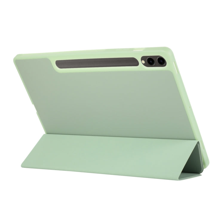 For Samsung Galaxy Tab S9+ / S10+ 3-Fold Pure Color TPU Leather Tablet Case with Pen Slot(Green)