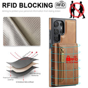 For Samsung Galaxy S24 Ultra 5G DG.MING M5 Series Zip RFID Multi Card Detachable Leather Phone Case(Brown)