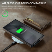 For Samsung Galaxy S24 Ultra 5G DG.MING M5 Series Zip RFID Multi Card Detachable Leather Phone Case(Coffee)