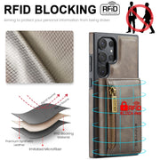 For Samsung Galaxy S24 Ultra 5G DG.MING M5 Series Zip RFID Multi Card Detachable Leather Phone Case(Coffee)