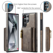 For Samsung Galaxy S24 Ultra 5G DG.MING M5 Series Zip RFID Multi Card Detachable Leather Phone Case(Coffee)