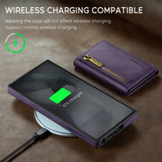 For Samsung Galaxy S24 Ultra 5G DG.MING M5 Series Zip RFID Multi Card Detachable Leather Phone Case(Purple)
