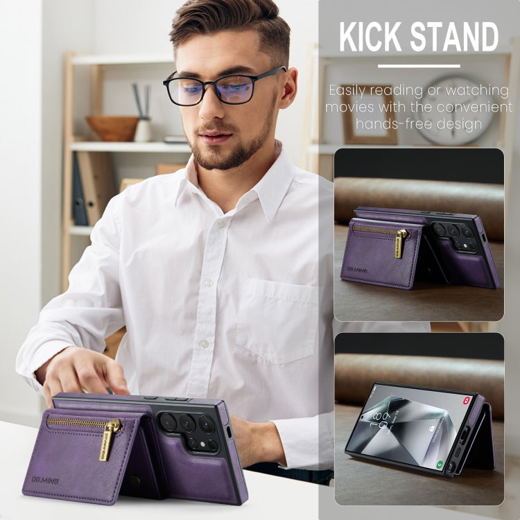 For Samsung Galaxy S24 Ultra 5G DG.MING M5 Series Zip RFID Multi Card Detachable Leather Phone Case(Purple)