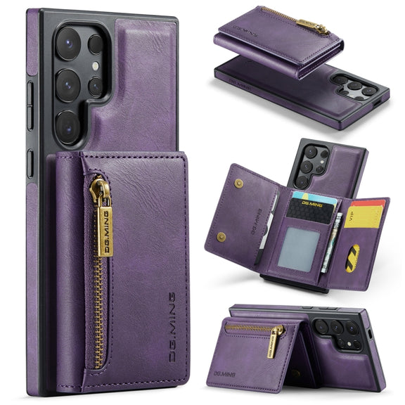 For Samsung Galaxy S24 Ultra 5G DG.MING M5 Series Zip RFID Multi Card Detachable Leather Phone Case(Purple)