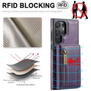 For Samsung Galaxy S24 Ultra 5G DG.MING M5 Series Zip RFID Multi Card Detachable Leather Phone Case(Purple)