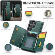 For Samsung Galaxy S24 Ultra 5G DG.MING M5 Series Zip RFID Multi Card Detachable Leather Phone Case(Green)